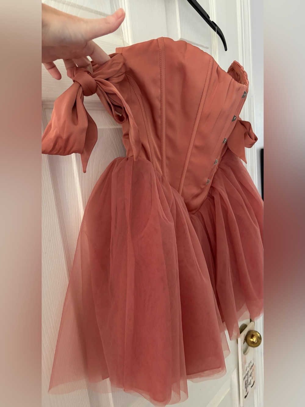 Oh Polly Dusty Rose Strapless Corset Tulle Dress - Picture 4 of 5